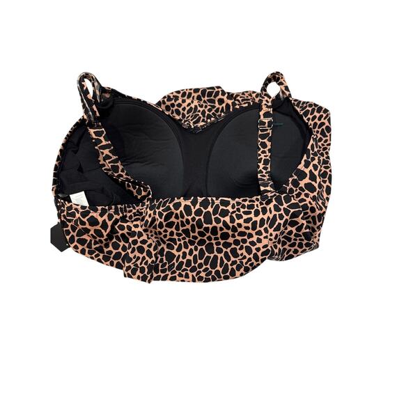 Jinxueer Black and Brown Pattern  Ruched Swimsuit Tankini Top - Size: 24W - Picture 5 of 5